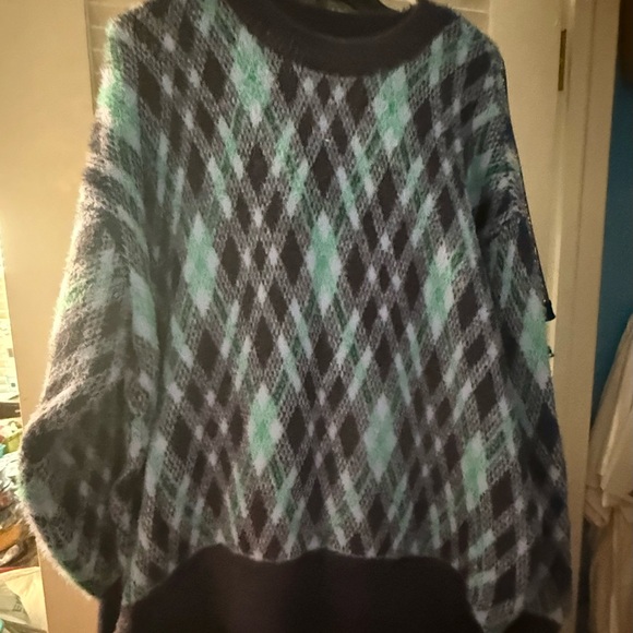 aerie Sweaters - Aerie Argyle Sweater - Blue and Black